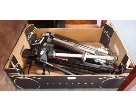 A COLLECTION OF CAMERA TRIPODS