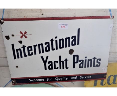 A VINTAGE ENAMEL SIGN, 'INTERNATIONAL YACHT PAINTS', 43cm wide