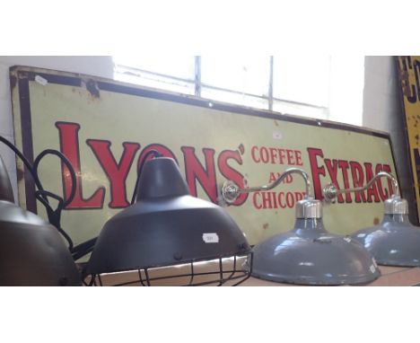 AN EARLY 20TH CENTURY  ENAMEL SIGN, 'LYONS' COFFEE AND CHICORY EXTRACT' 154cm wide 