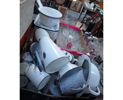 A COLLECTION OF VINTAGE WHITE ENAMEL KITCHENALIA and similar