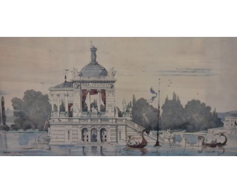Artist Unknown (19th/20th Century), coloured print, An Italian style architectural study, framed and under glass, 66cm x 86cm