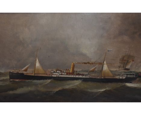 Artist Unknown (19th/20th Century), oil on board, The Haddon Hall steamer boat at sea, signed indistinctly 'J.Bruy...' to the