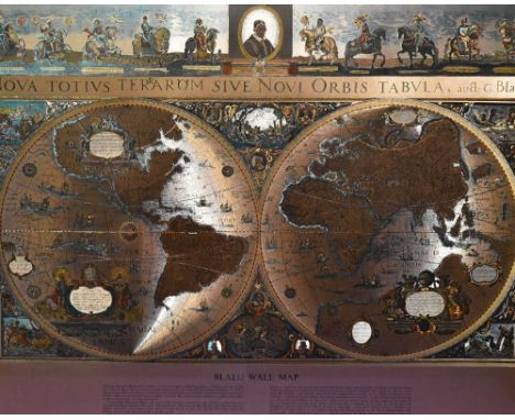 After Moses Pitt (c.1639-1697), print on gold foil, “A New Geographic and Hydrographic Depiction of All the Lands of the Worl