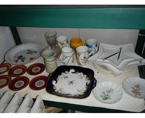 A Royal Worcester Evesham dish, Edwardian shaving mug, Limoges hand painted dishes etc.,