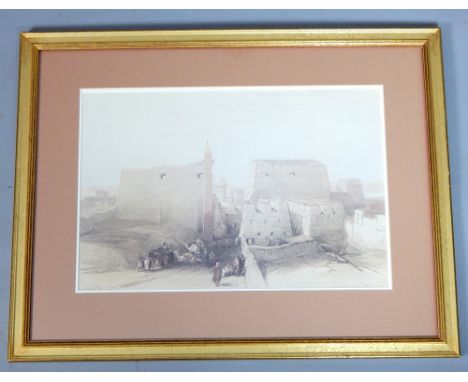 After David Roberts, Grand Entrance to the Temple, Luxor, lithograph, 31 x 46cm, with five other images of Egypt, (6)