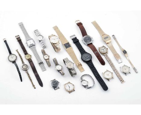A selection of wristwatches, including: a Rotary quartz wristwatch; a Pulsar lady's quartz wristwatch; a Seiko manual wind wr