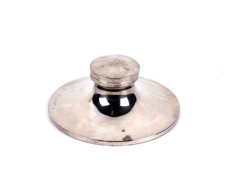 A George V silver capstan inkwell, by William Neale &amp; Son Ltd, Birmingham 1923, of large proportions, the base 21cms diam