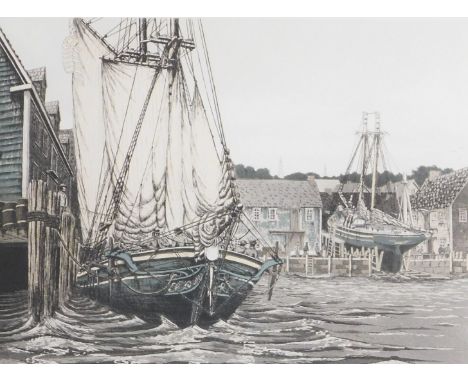 After Alan Jay Gaines (American b.1942). The Lookout, etching, signed, dated 1981, 32cm x 42cm.