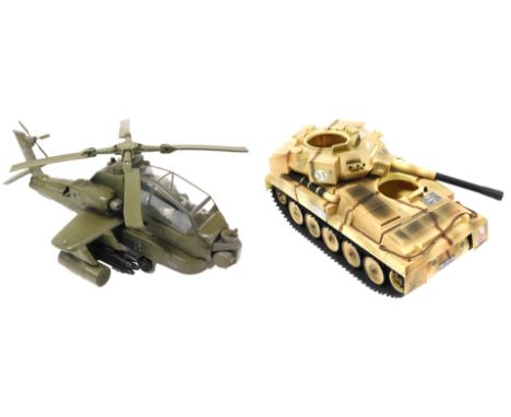 An Action Man HMS Armoured Forces attack helicopter, with pilot, together with a Fast Pursuit battle tank. (2)