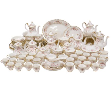 A Paragon porcelain Victoriana Rose dinner, tea and coffee service, including a meat platter, serving bowls, vegetable tureen