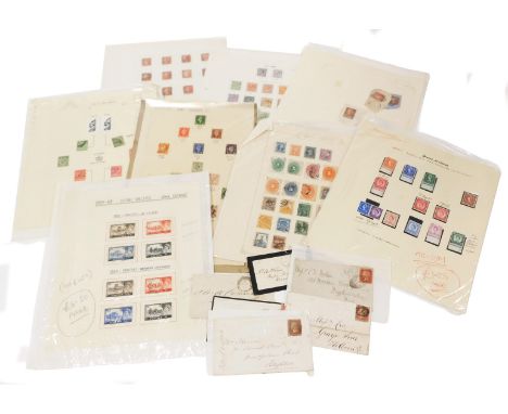 Philately. Postage stamps, Victorian penny reds, perforated and unperforated, some on envelopes, together with George V and l