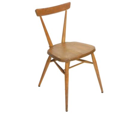 An Ercol beech and elm Windsor stacking dining chair.