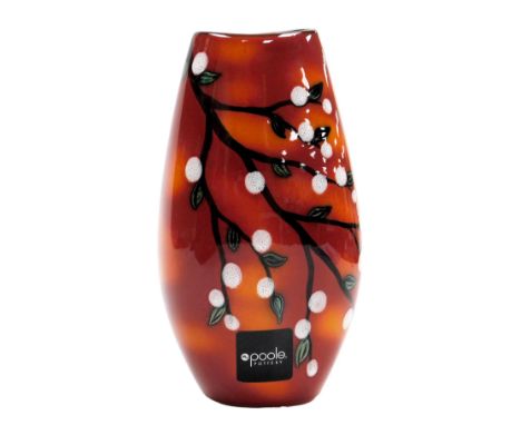A Poole pottery vase, of ovoid form, decorated in the Blossom pattern, boxed, 26cm high.