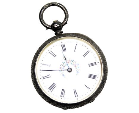 A Swiss silver cased pocket watch, open faced, examined by J W Benson, watchmaker by warrant to the Queen, circular enamel di