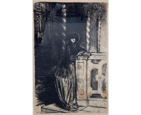 Ethel Gabain (1883-1950), a signed lithograph on wove titled 'Lady with a Mask' C.1920. Framed and glazed. H.50 W.41cm.