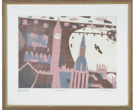 Julian Trevelyan, R.A. (British, 1910-1988):Westminster (T.229), etching & aquatint printed in colours, 1969, signed, titled 