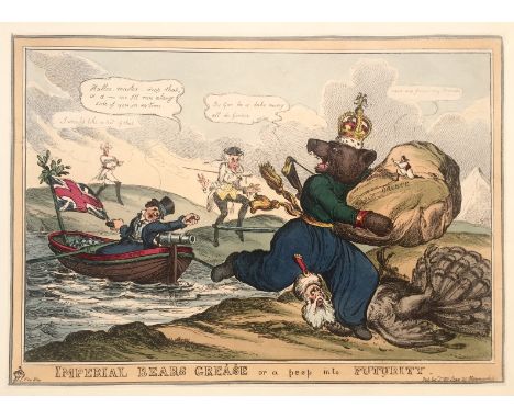 William Heath (British, 1795-1840):'Imperial Bears Grease or a peep into Futurity', satirical etching, hand coloured, publish