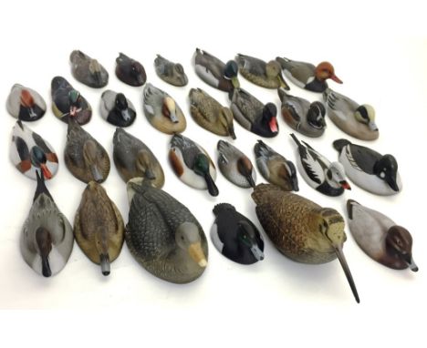 28 Hallmarked Silver Painted Ducks by Romeo Miracoli:All hallmarked 800 and 925 grades, one bird for Beretta which opens as a