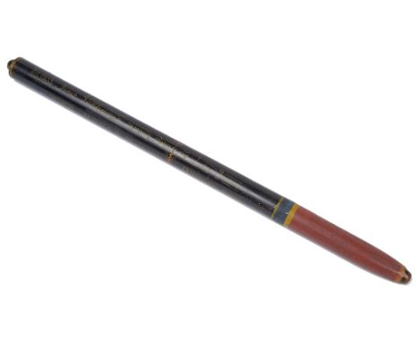 A 19th Century Punch & Judy - Mr Punch's Stick:Painted mahogany stick with painted inscription "Est 1833. James Sicklemore's 