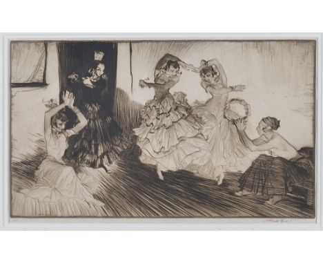 Sir William Russell Flint, R.A., P.R.W.S., R.S.W. (British, 1880-1969):Ladies dancing in an interior, monochrome etching, han