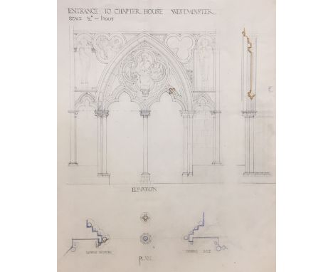 Alfred Kingsley Lawrence, R.A., R.P. (British, 1893-1975):Three architectural studies, Entrance to the Chapter House, Westmin