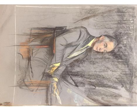 Alfred Kingsley Lawrence, R.A., R.P. (British, 1893-1975):Four unfinished portrait studies of gentlemen, coloured chalks with
