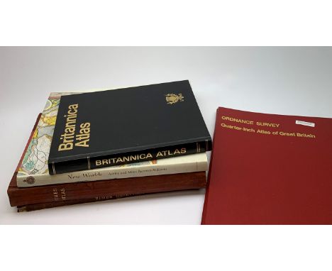 Bartholomew Times Survey Atlas of the World. 1922 with separate Gazetteer volume. Uniformly bound in half red morocco; Ordnan