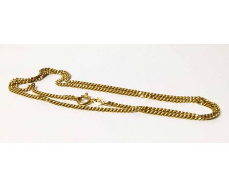 18ct gold flat curb link chain, weight approximately 12g. No condition reports for this sale.