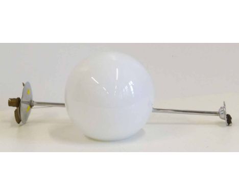 Ceiling light with chrome and glass shade. No condition reports for this sale.