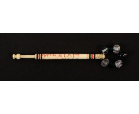 A scarce bone hanging bobbin, spot inscribed 'Worsley William Hung 1868'.&nbsp; &nbsp; &nbsp; &nbsp; &nbsp; &nbsp; &nbsp; &nb