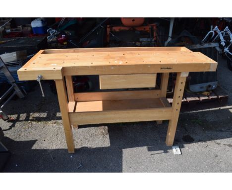 WHITE GATE WORKSHOP WORK BENCH, WIDTH APPROX 140CM