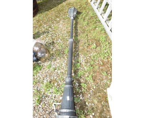ALUMINIUM GARDEN LAMP POST AND LAMP, HEIGHT 205CM APPROX
