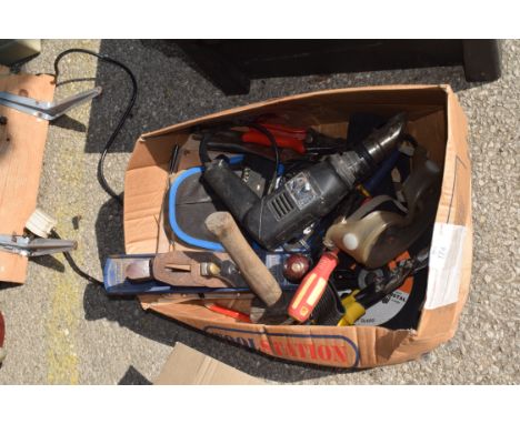 Box mixed tool inc electric drill and tin snips 