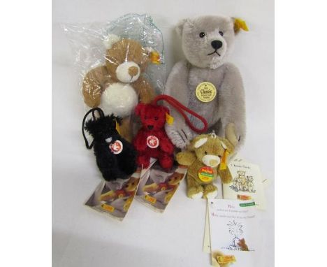 Steiff teddy bears - keyring 110160 - red hanging bear 027857 - black hanging bear 027888 - Classic bear 001666 - small bear 