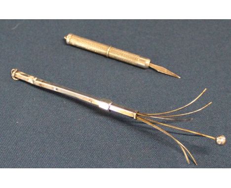 Silver cocktail swizzle stick &amp; silver Mappin &amp; Webb toothpick