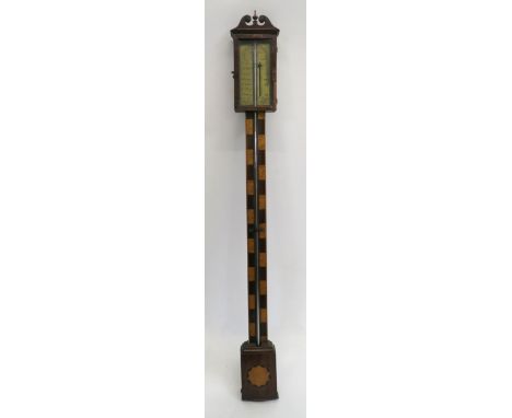 AN 18TH CENTURY STYLE MERCURY STICK BAROMETER the brass plate engraved Mich Rutherford, Hawick and dated 1763, with glazed ca