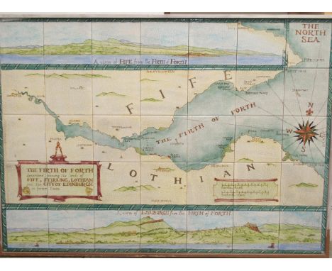 THE FIRTH OF FORTH CERAMIC TILE PICTURE described, showing the lands of Fife, Stirling, Lothian and the City of Edinburgh in 