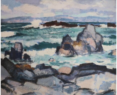 THE PROPERTY OF A LADY  SAMUEL JOHN PEPLOE RSA (SCOTTISH 1871-1935) STORMY SEA, IONA Signed lower centre, oil on gesso board,