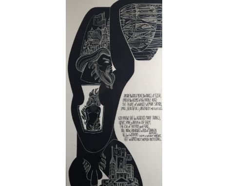 ALASDAIR GRAY (SCOTTISH 1934-2019)&nbsp; INSIDE THE BOX OF BONE Silkscreen, signed lower right, numbered (43/50), 60 x 30cm (