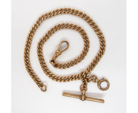 A 9CT ROSE GOLD FOB CHAIN hallmarked 9 .375 to every link, stamped JG&S for John Grinsell & Sons, length 37cm, weight 35.8gms