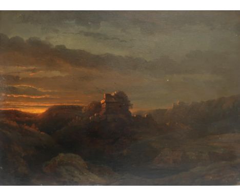 ATTRIBUTED TO FRANCOISE LAMORINIERE (BELGIAN 1828-1911)&nbsp; TWILIGHT Oil on panel, signed and dated 1849, 21.5 x 29cm (8.5 
