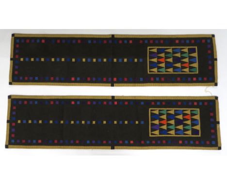 SHIRLEY GATT (DOVECOT STUDIOS)  GEOMETRIC CHEVRON DESIGN (1992) Cotton yarn and wool tapestries by the Edinburgh Tapestry Com