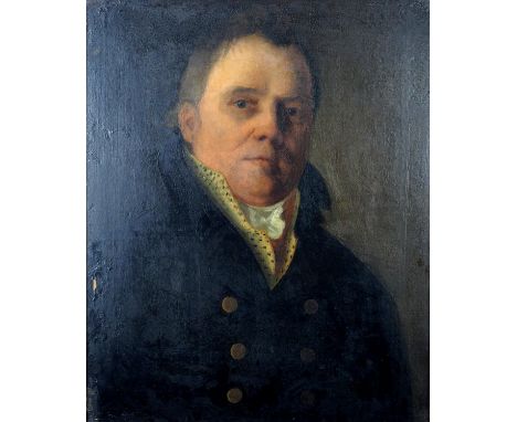 BRITISH SCHOOL (19TH CENTURY) PORTRAIT OF A GENTLEMAN; PORTRAIT OF A LADY IN AN EMBROIDERD LACE CAP  Oil on canvas, 53 x 53cm