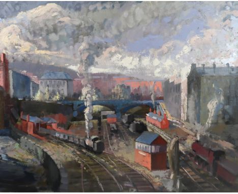 HARRY JEFFERSON BARNES (1915-1982) INDUSTRIAL LANDSCAPE Oil on canvas, 72 x 92cm (28.25 x 36.25") Harry Jefferson Barnes was 
