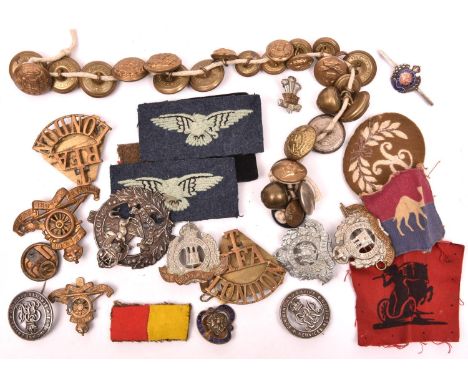 6 cap/glengarry badges:  Suffolk (2), WM E Suffolk Police (similar to infantry but with R Arms in Garter to centre), RA large