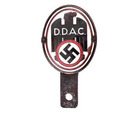 An historically interesting Third Reich DDAC (Der Deutsche Automobil Club) enamelled car badge from Hitler’s personal car,  t