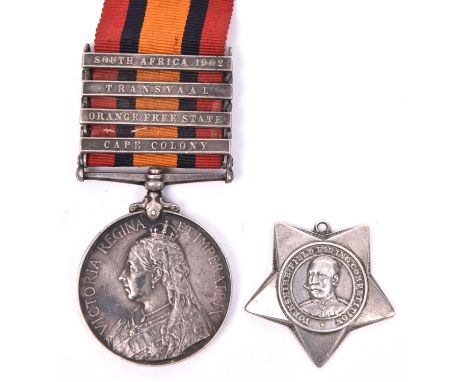 QSA  4 clasps: CC, OFS, Trans, SA02 (6352 L.Cpl G James Yorks Regt), VF. Yorkshire Field Firing Competition  star shaped meda