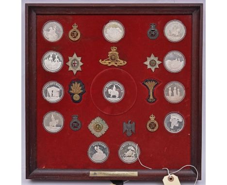 “The Queen’s Guards Collection” from the Birmingham Mint 1977 comprising 12 HM silver proof medallions featuring Household Ca