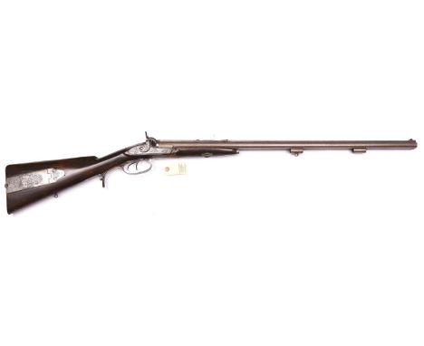 A DB 34 bore percussion Cape Rifle for belted ball,   47” overall, refinished and well rebrowned twist barrels 30”, the broad