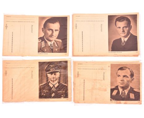 8 unused Third Reich Feldpost letters, each bearing a portrait of a holder of the Knights Cross with oak leaves or with sword